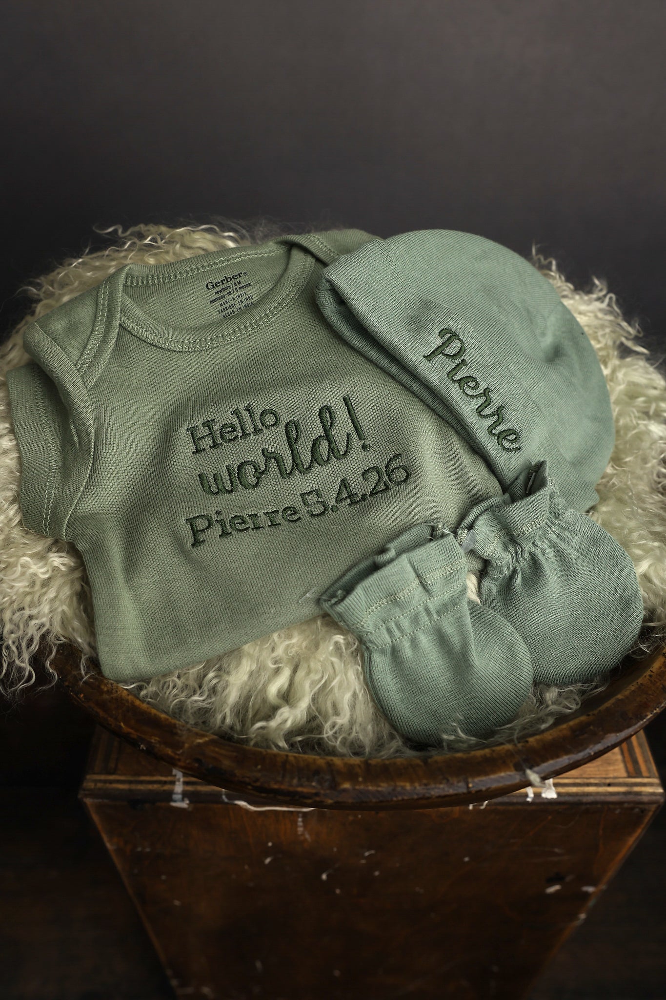 Personalized Embroidered Newborn Announcement Set