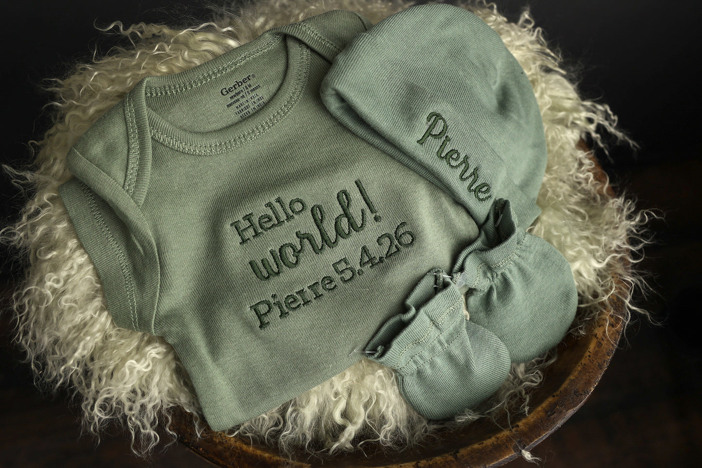 Personalized Embroidered Newborn Announcement Set