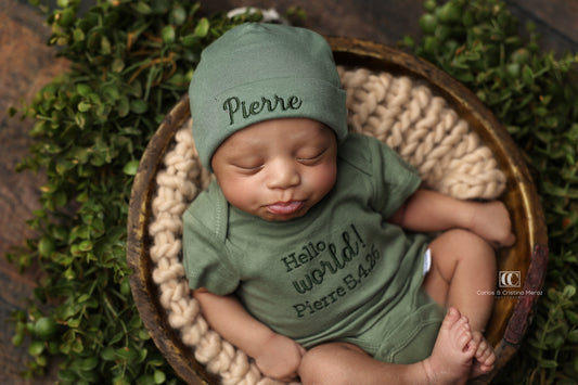 Personalized Embroidered Newborn Announcement Set